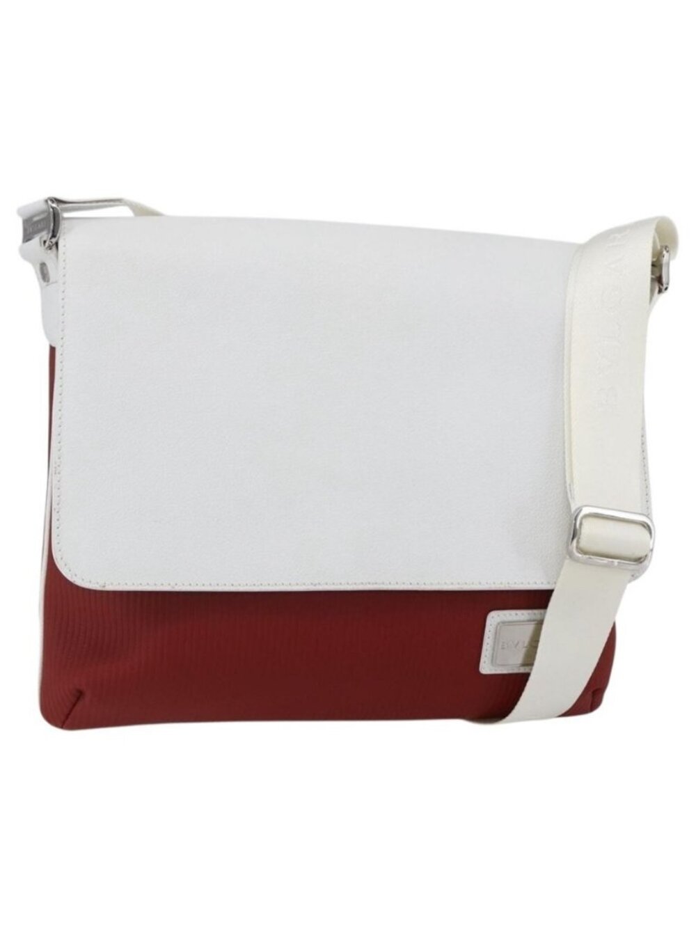 Authentic BVLGARI Shoulder Bag Leather Red White